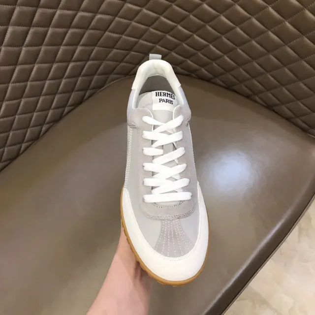 Gray White Low-Top Lace-Up Sneakers 4