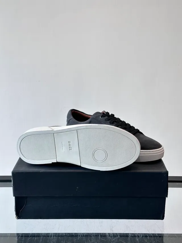 Gray White Suede Upper Embossed Monogram Sneakers 2