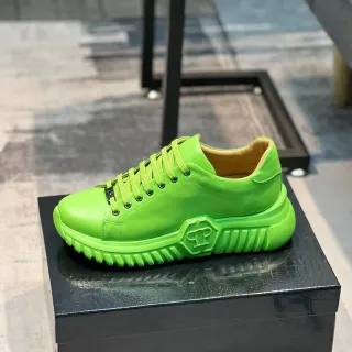 Green Beige Neon Monochrome Sculpted Sole Chunky Sneakers