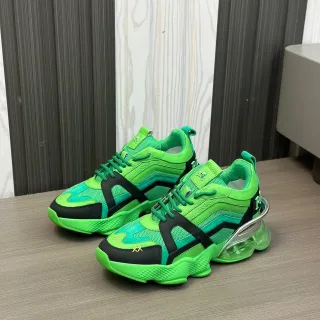 Green Black Oversized Sculpted Midsole Layered Mesh And Synthetic Overlays Chunky Sneakers