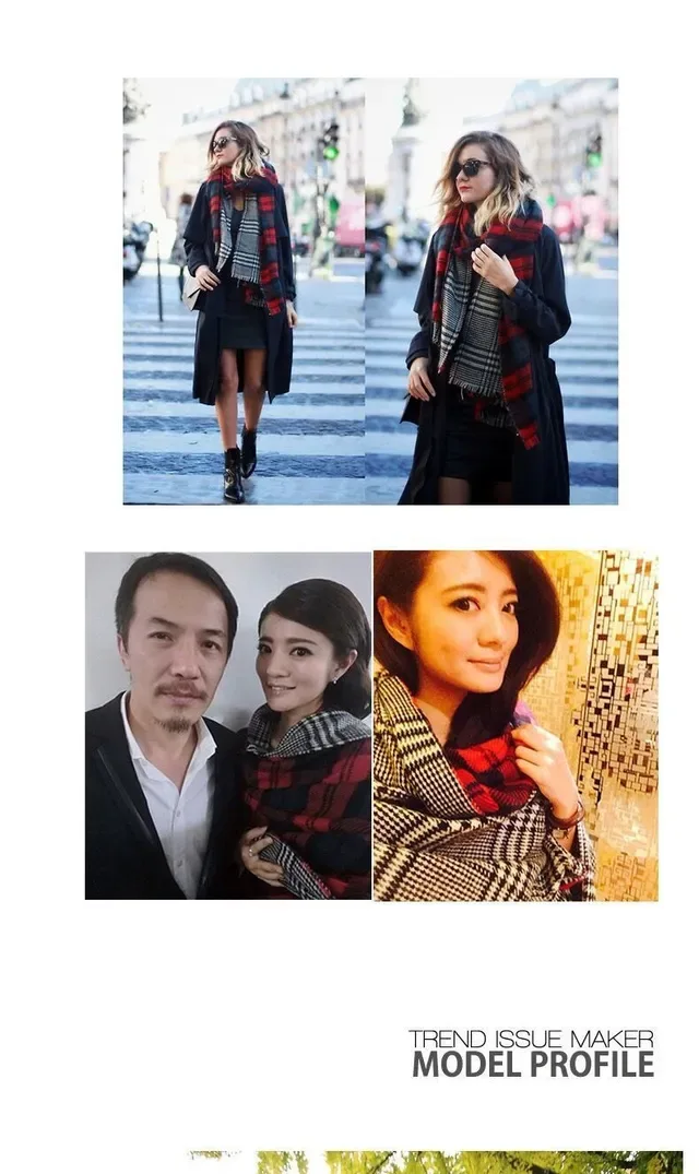 Green Black Plaid Pattern Wool-Like Texture Scarve 2