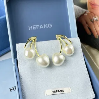 HEFANG أقراط قطرة كرز لؤلؤ