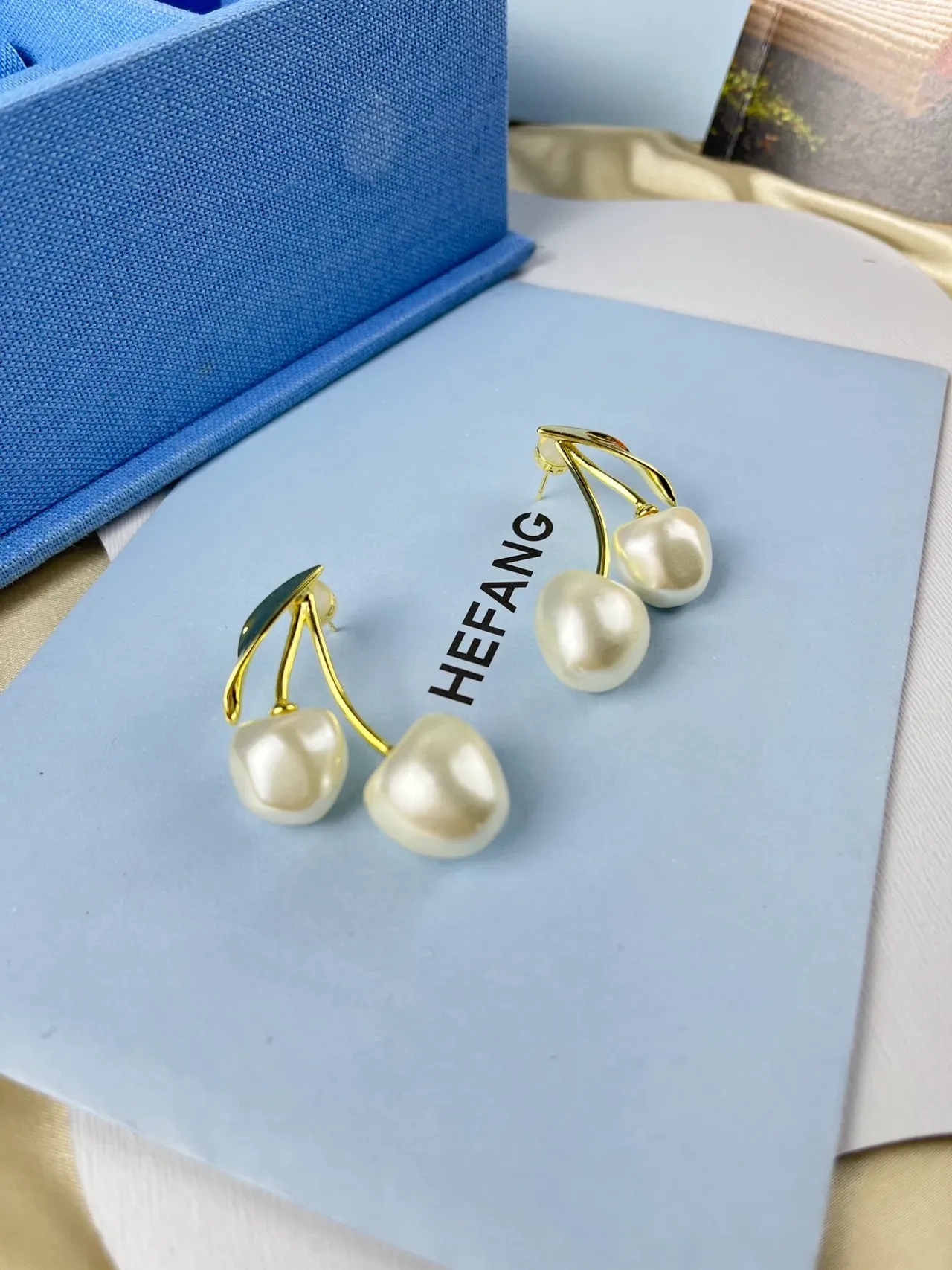 HEFANG Cherry Pearl Drop Earrings 8