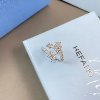 HEFANG তারা মোটিফ Pavé-Set খোলা রিং