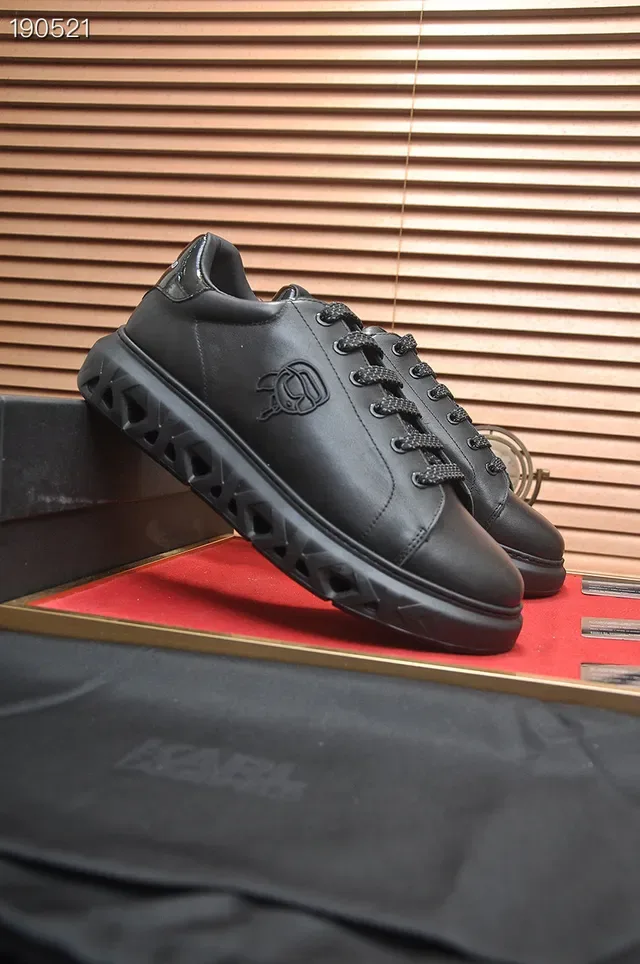 Karl Lagerfeld Black Leather Rose Logo Lifestyle Sneakers 7