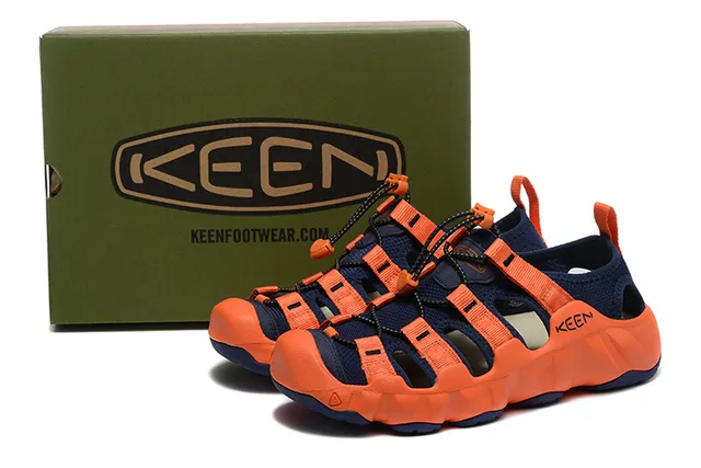 KEEN صندل كاجوال أسود أزرق متعدد الحزام قابل للتعديل قفل الرباط 11