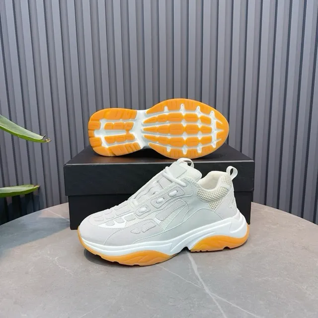 Light Gray and Orange Chunky Sneakers 3