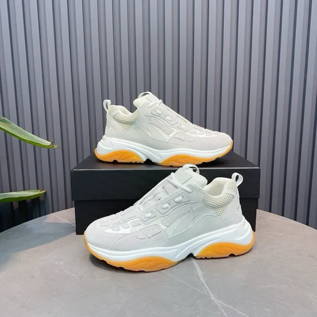 Light Gray and Orange Chunky Sneakers 4