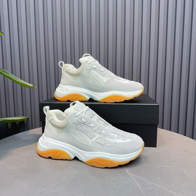 Light Gray and Orange Chunky Sneakers 7