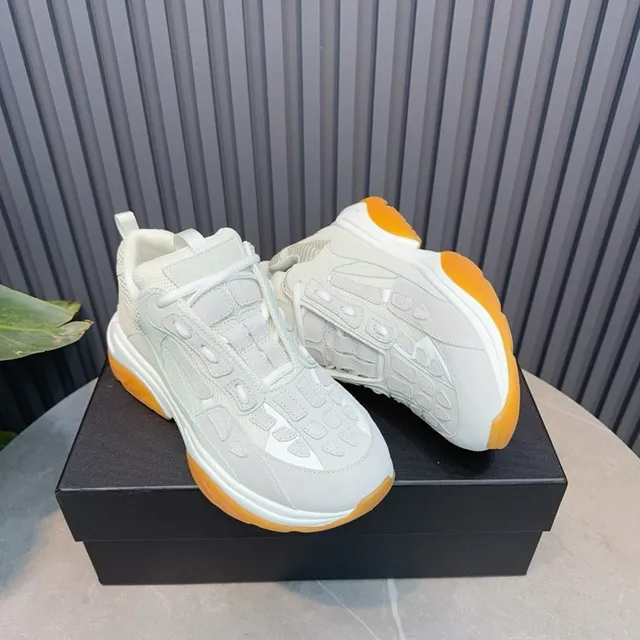 Light Gray and Orange Chunky Sneakers 9