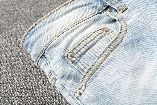 Pantalones vaqueros lavado claro distressed slim fit ripped 2