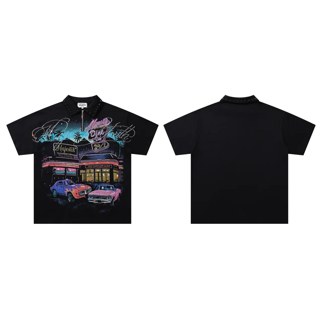 Majestik Polo Shirt Imprimé Graphique Col Clouté Fermeture Éclair 2