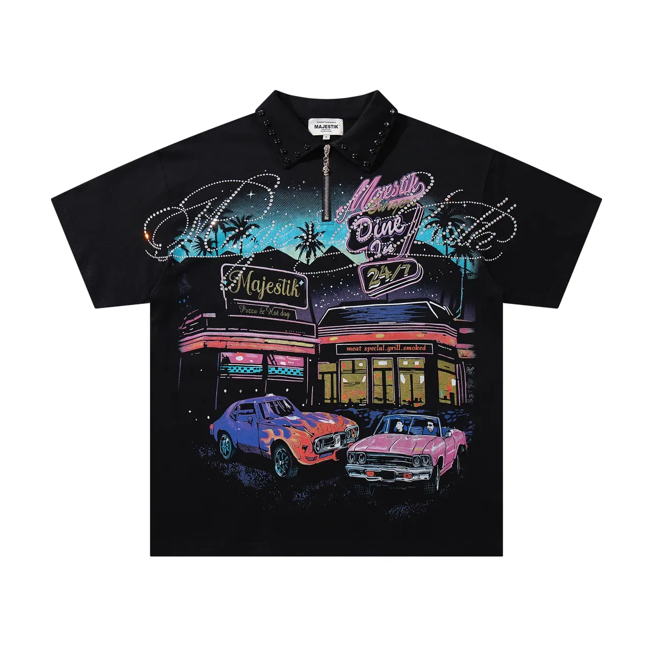 Majestik Polo Shirt Imprimé Graphique Col Clouté Fermeture Éclair 3