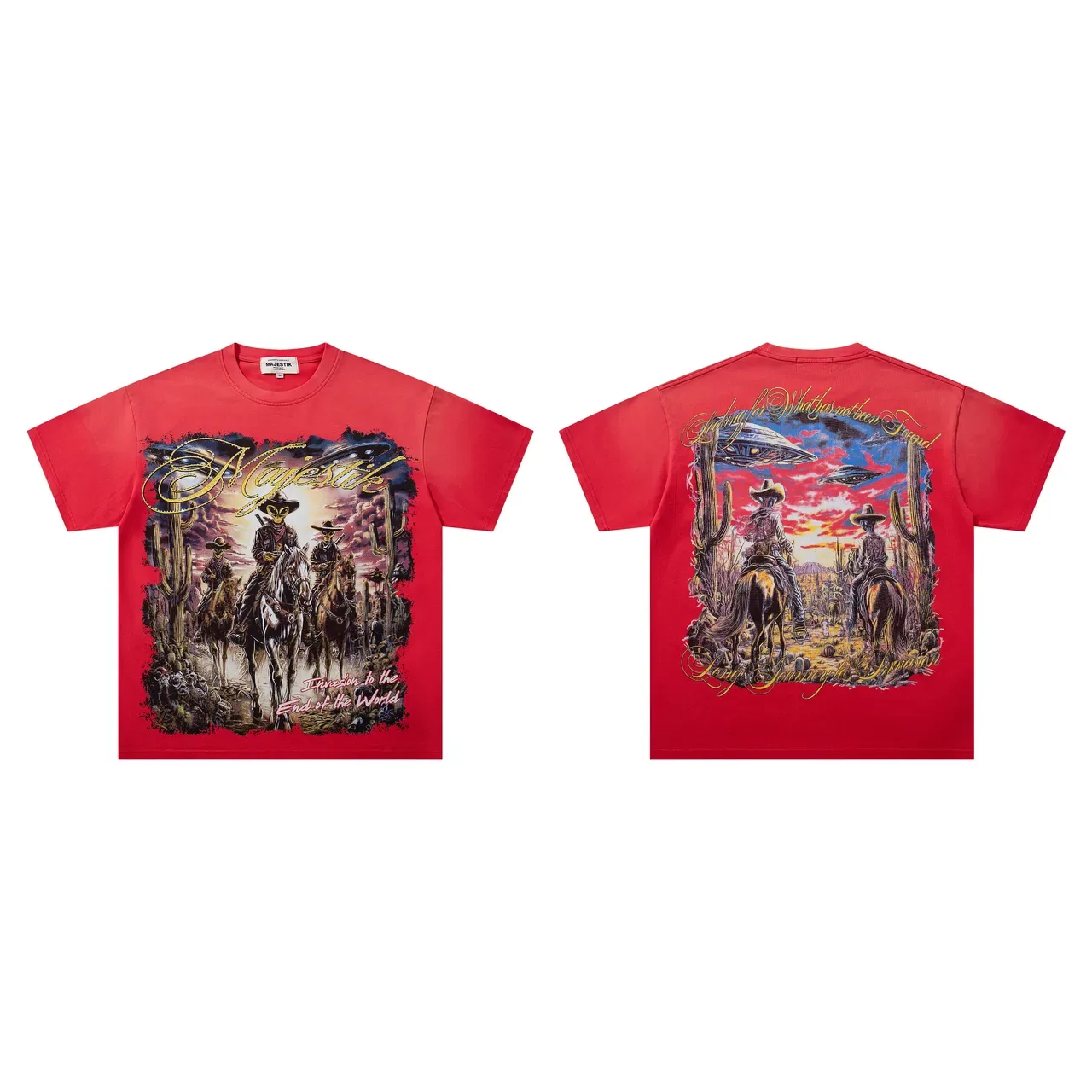 MAJESTIK Red Oversized Graphic Print T-Shirt 2