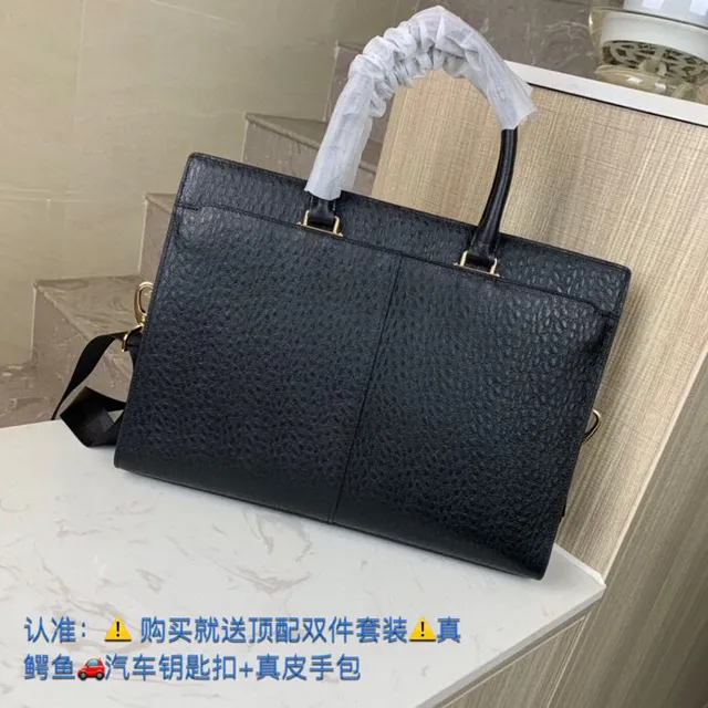 Montblanc Black Gold Pebbled Leather Hardware Boston Bag 5