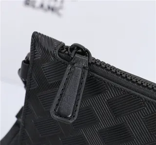 Montblanc Black Structured Rectangular Silhouette Tonal Basketweave Embossing Wristlet 8