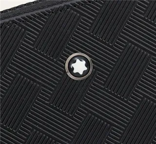 Montblanc Black Structured Rectangular Silhouette Tonal Basketweave Embossing Wristlet 9