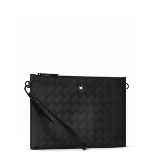 Montblanc Black Structured Rectangular Silhouette Tonal Basketweave Embossing Wristlet 16