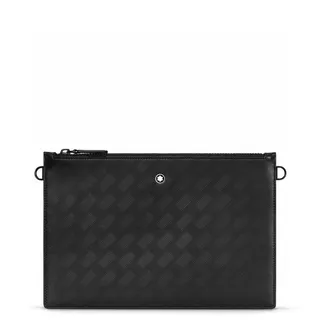 Montblanc Black Structured Rectangular Silhouette Tonal Basketweave Embossing Wristlet 17