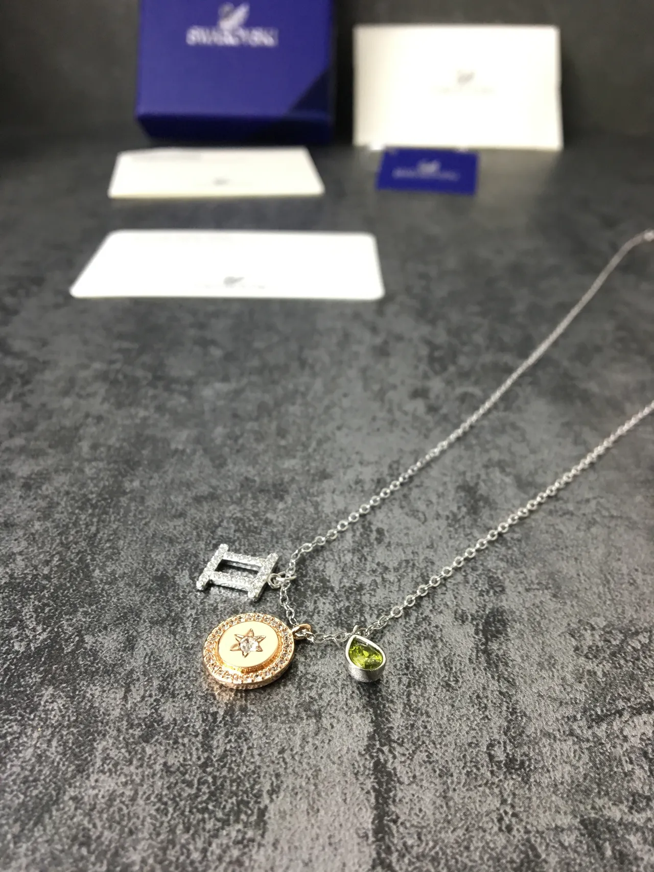 Multi-Charm Pave Diamond Star and Peridot Pendant Necklace 5