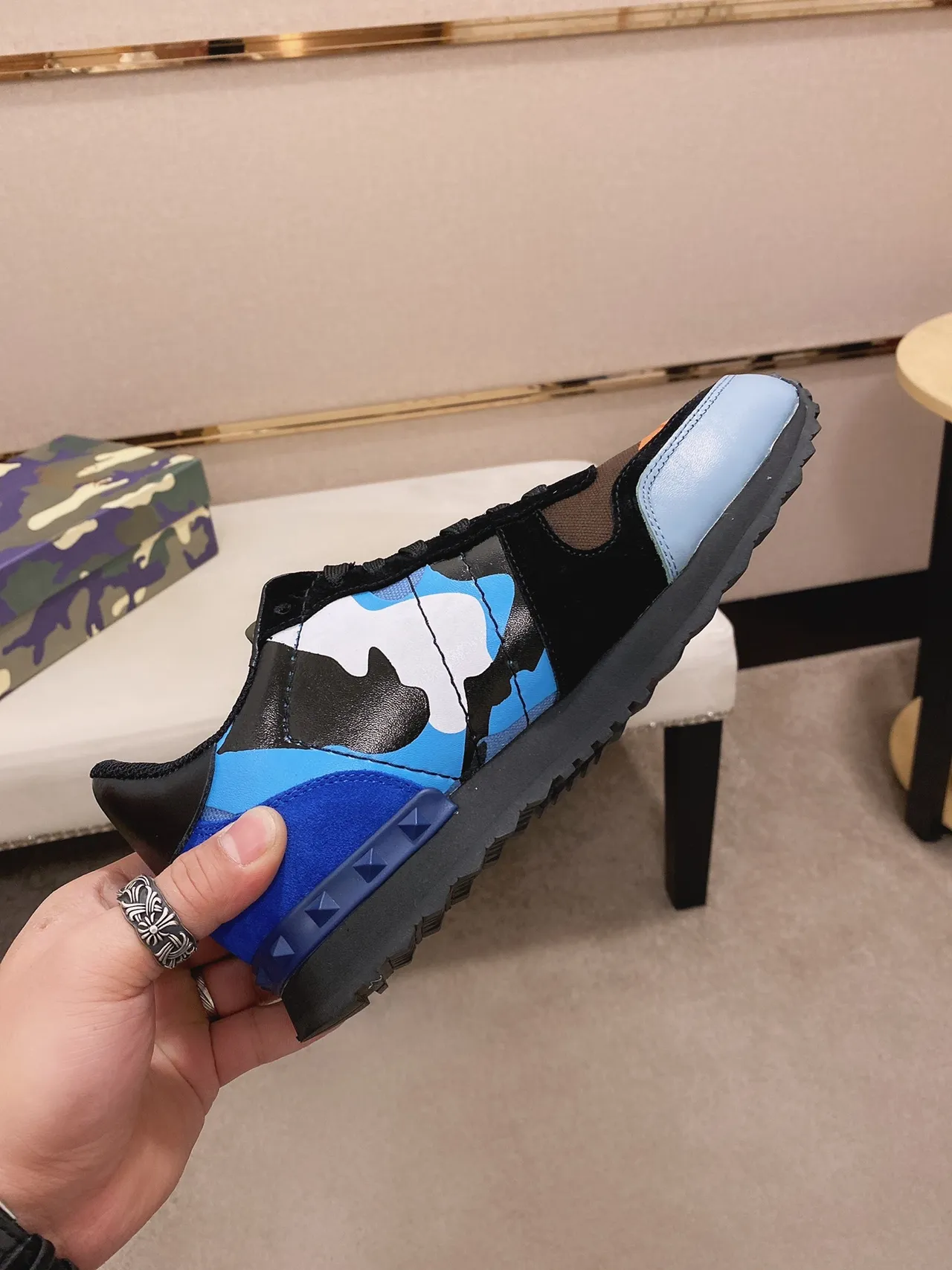 Multicolor Camo Panel Mixed-Material Low-Top Lifestyle Sneakers 6