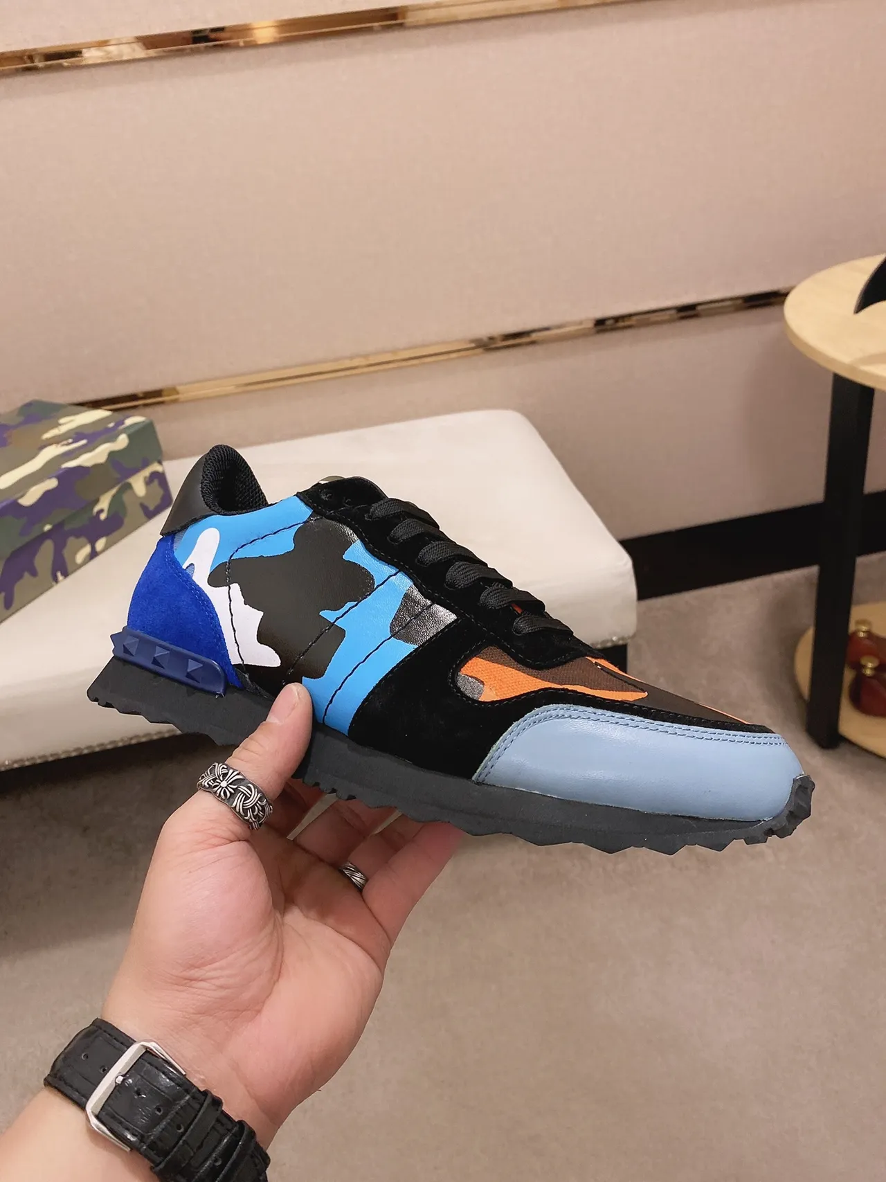 Multicolor Camo Panel Mixed-Material Low-Top Lifestyle Sneakers 7