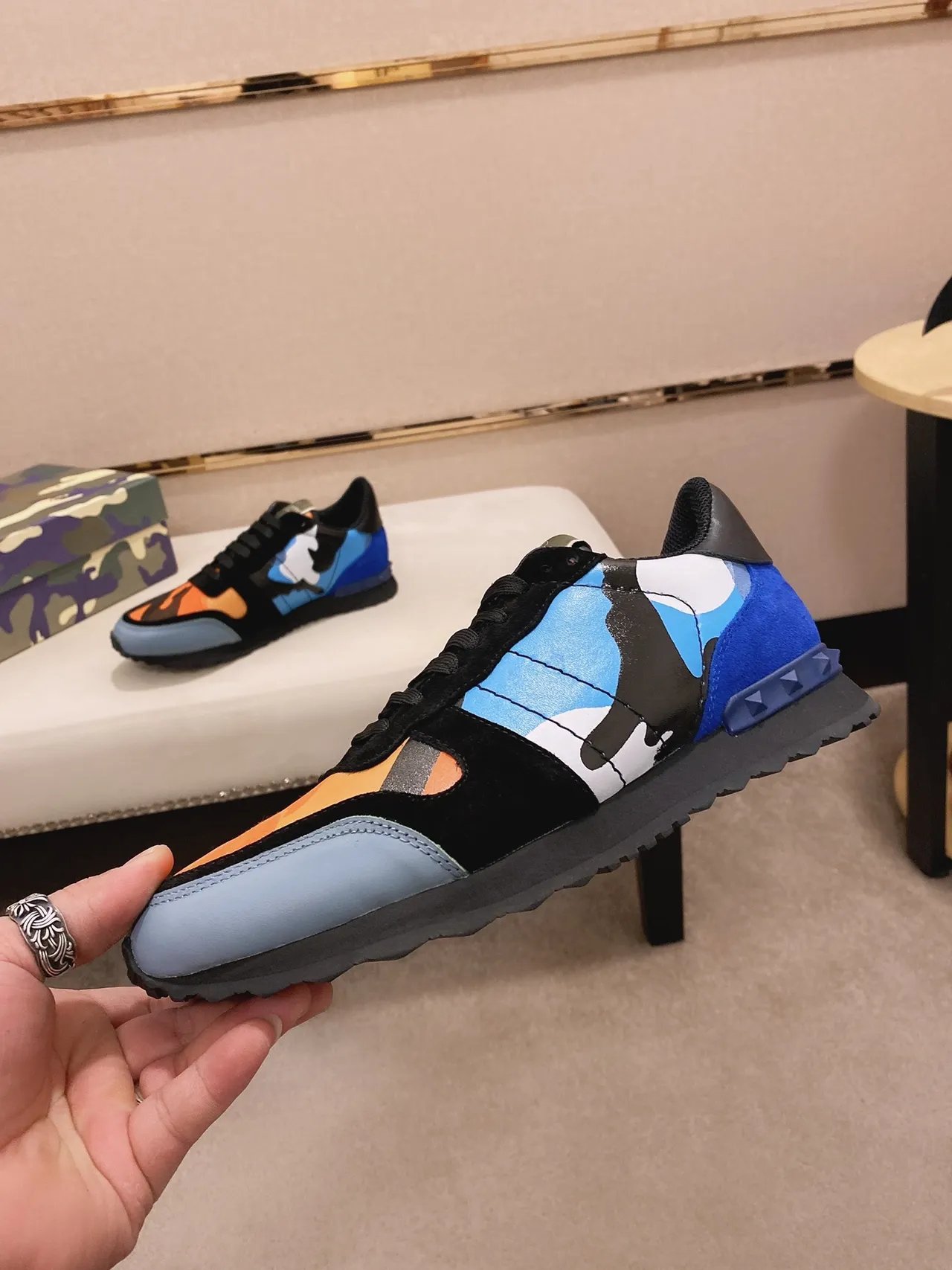 Multicolor Camo Panel Mixed-Material Low-Top Lifestyle Sneakers 8