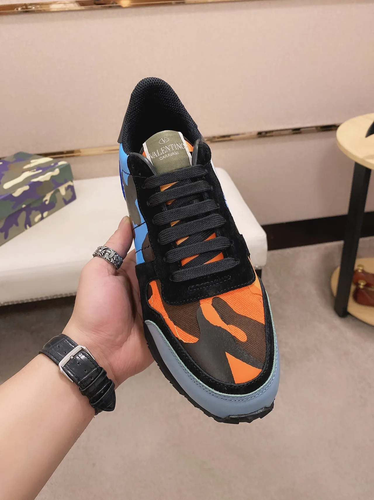 Multicolor Camo Panel Mixed-Material Low-Top Lifestyle Sneakers 9