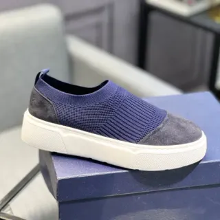 حذاء رياضي أسلوب حياة slip-on من جوارب محبوكة أزرق بحري و رمادي