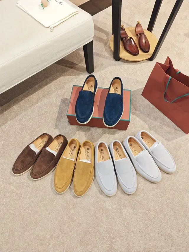Navy Beige Suede Upper Moccasin-Stitched Vamp Loafer 2