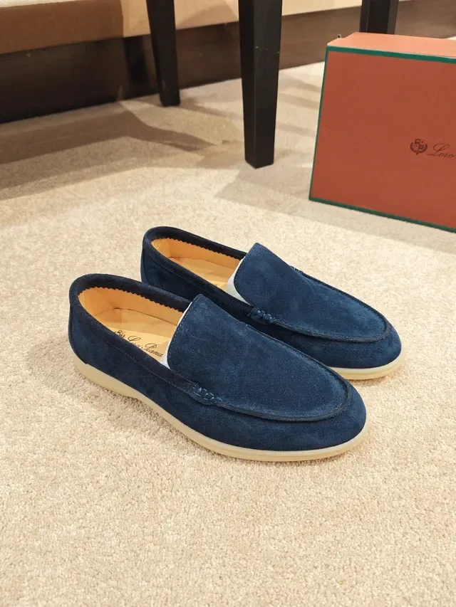 Navy Beige Suede Upper Moccasin-Stitched Vamp Loafer 5