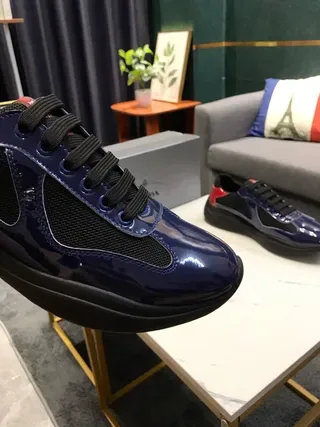 Navy Blue and Red Patent Mesh Lifestyle Sneakers 7