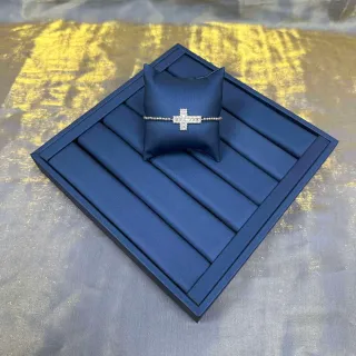 Navy Silver Crystal-Embellished Cross-Shaped Bracelet
