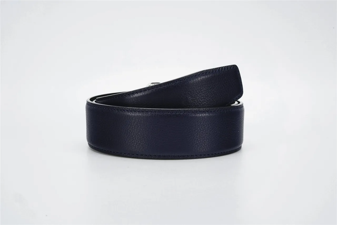 Navy Silver Pebbled Sculpted Eagle Head Buckle Leather Belt 5
