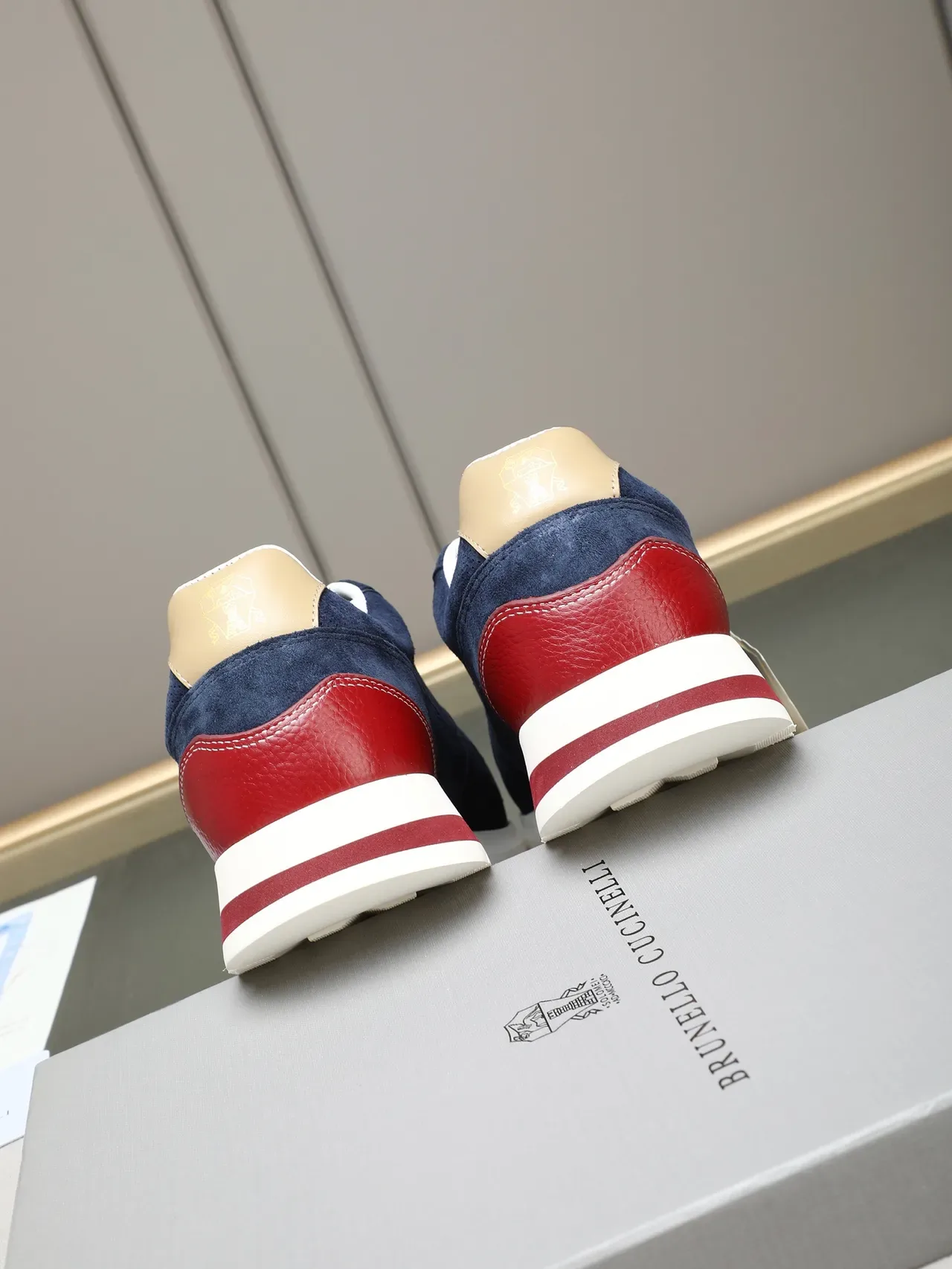 Navy Suede and Red Accent Retro Runner Sneaker 3