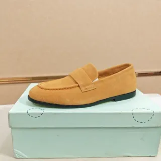 Mocassim Camurça Laranja Preto Strap Penny
