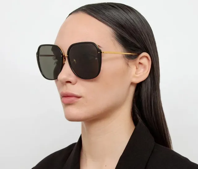 Oversized Geometric Black and Gold Sunglasses 3