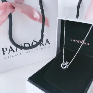 Pandora collar con colgante de corona de círculo abierto