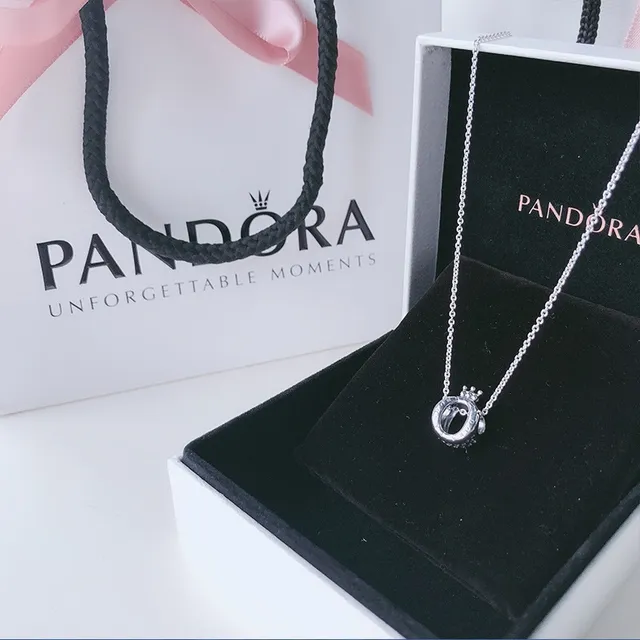 Pandora Open Circle Crown Pendant Necklace 4