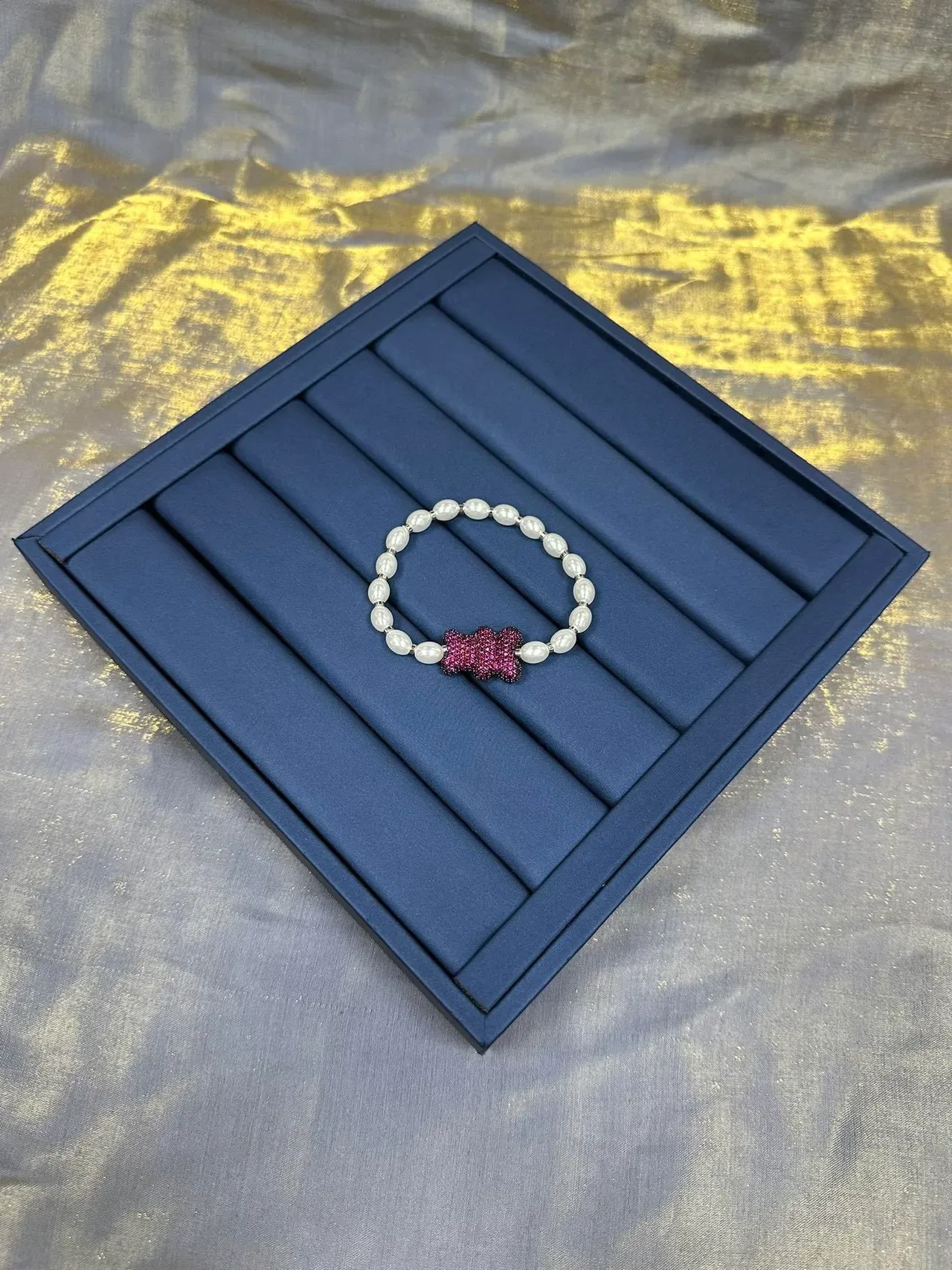 Pearl and Pink Crystal Bow Bracelet 9