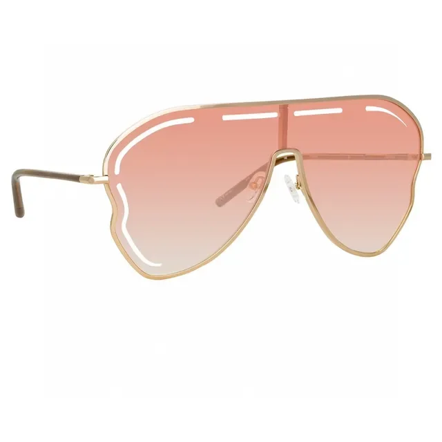 Pink Gold Oversized Shield Gradient Lenses Sunglasses 5