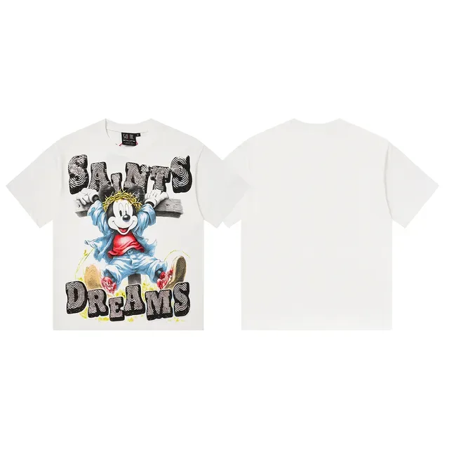 Pink Graphic-Print Oversized Mickey Mouse 'Saints Dreams' T-Shirt 4