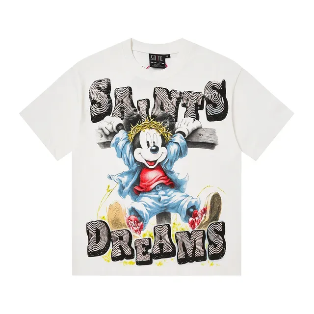 Pink Graphic-Print Oversized Mickey Mouse 'Saints Dreams' T-Shirt 5