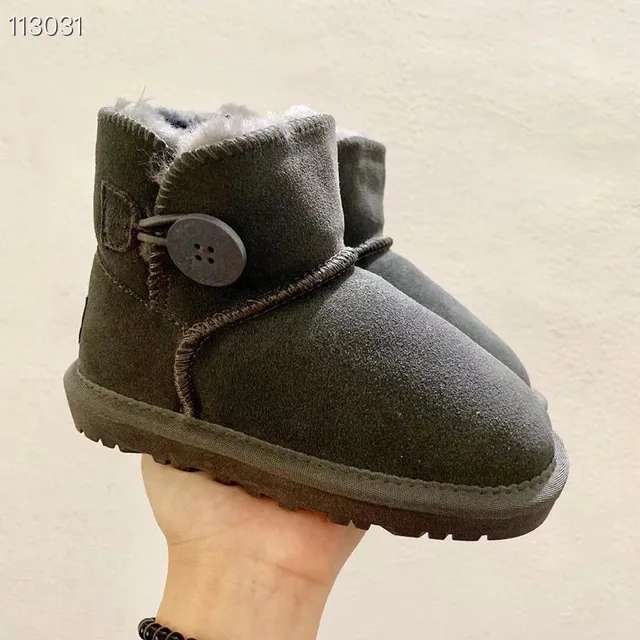 Pink Suede-Like Shearling-Lined Button Snow Boots 20