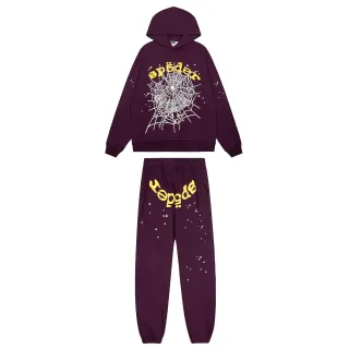 Purple Graphic Spiderweb Print Tracksuit