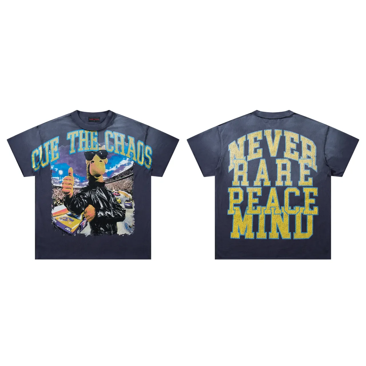Rare Peace Cue The Chaos Never Rare Peace Mind Oversized Graphic T-Shirt 3