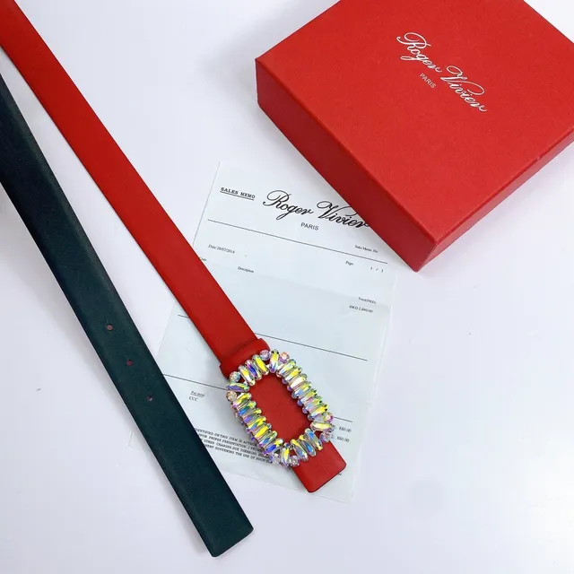 Red Black Smooth Strap Interior Leather Belt 5