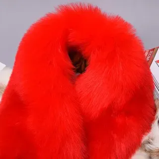 Red Fluffy Faux-Fur Scarve