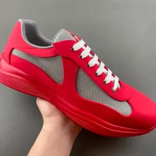 Red Gray Synthetic Upper Mesh Inserts Sneakers