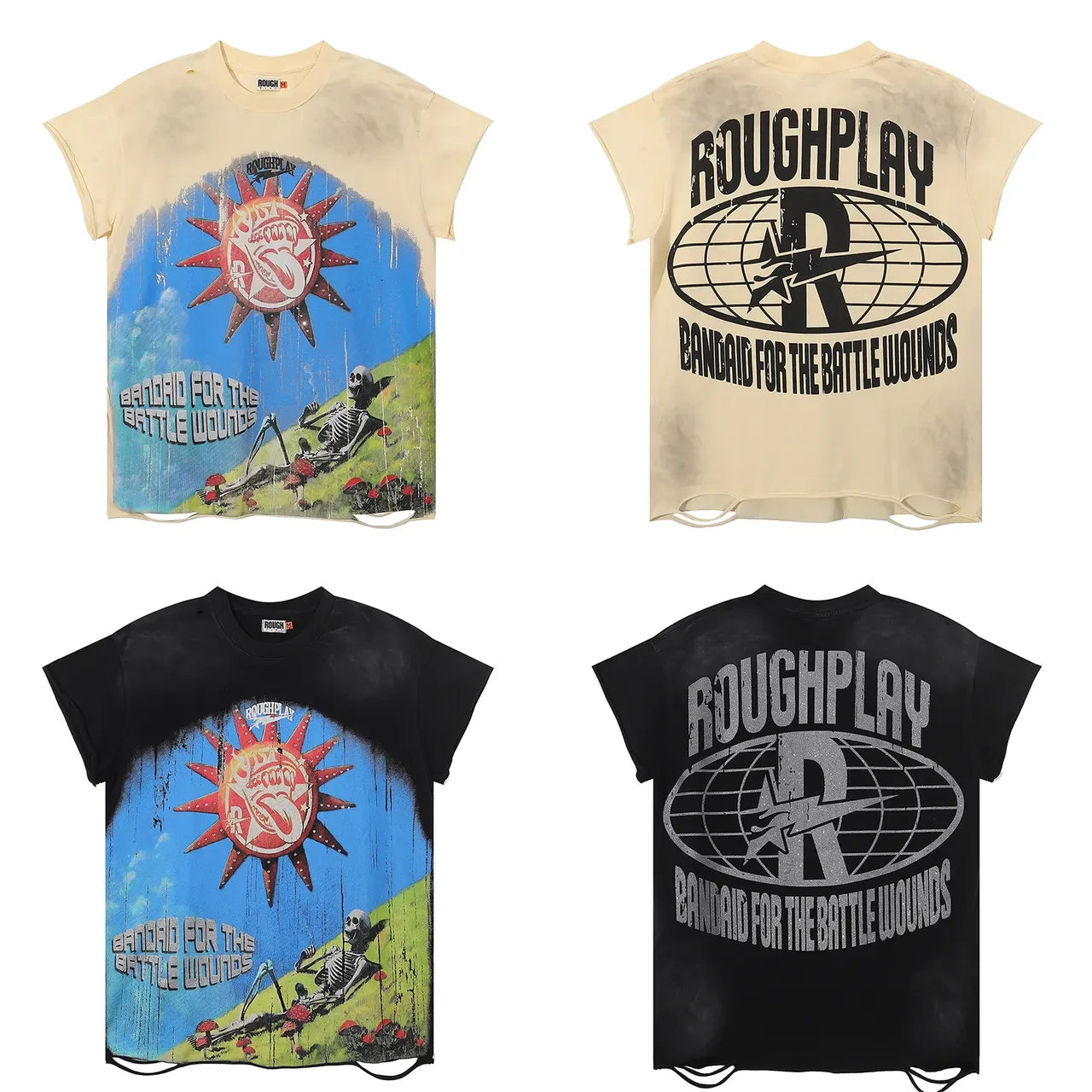 Camiseta gráfica desgastada ROUGHPLAY Tirita para las heridas de batalla 2